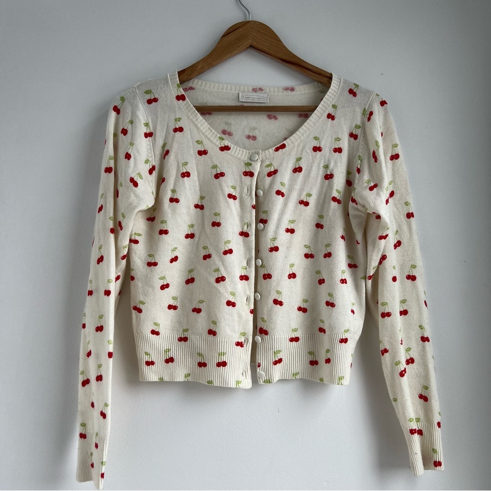 Cherry Patterned White Sweater